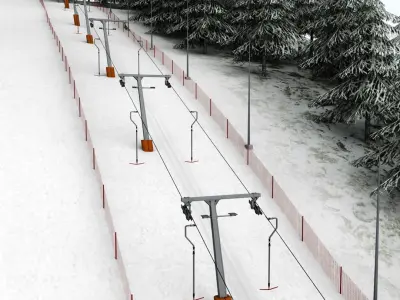Ski slope lift mountain pack 3D model buy
