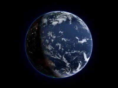 Volumetric Planet Earth with Aurora Borealis For Blender 3D model