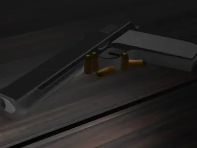 1911 Pistol With Line art 3D model