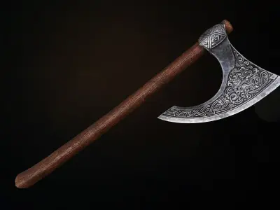 Battle axe  Low-poly 3D model get