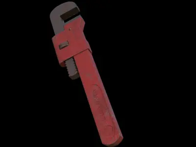 Pipe wrench Low-poly 3D model 3