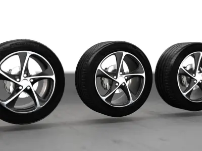 Realistic RIM and Tire 01  Subdivision ready 1K 2K 4K Low-poly 3D model