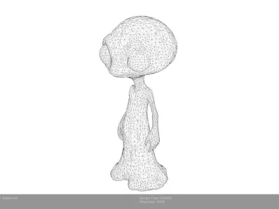 Low Poly Stylized Alien Statue Low-poly 3D model
