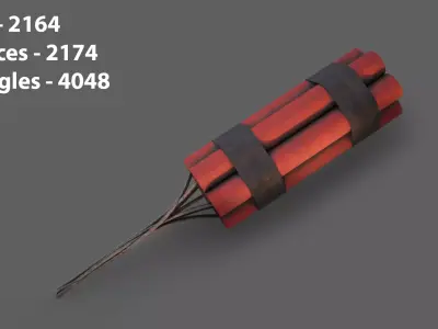 Dynamite Explosive Bundle Low Poly Game-Ready 3D Model Low-poly 3D model