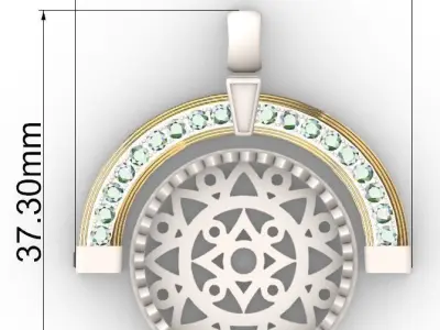 pendant with gem stones 3D print model