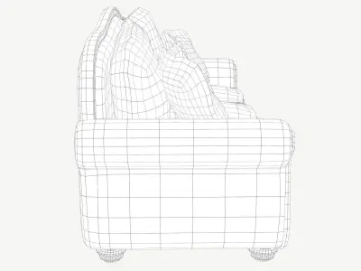 Old Fashioned Sofa model Low-poly 3D model