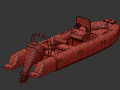 Rigid Inflatable Boat RIB with Mercury Outboard 3D model 3D model