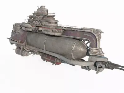 Steam powered fantasy style destroyer 3D model
