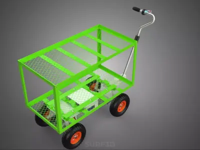 ELECTRIC DOUBLE TIERED BED TUB UTILITY TROLLEY WAGON CART GARDEN 3D model