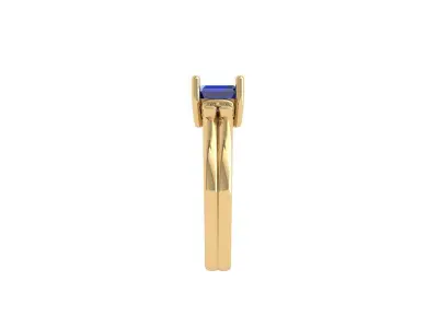 Emerald Solitaire Ring 3D print model 20