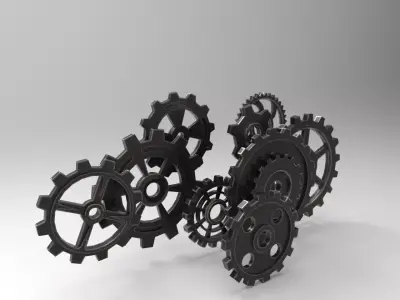 steampunk gears collection 3D model