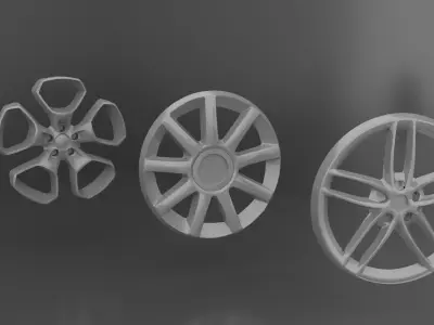 Generic Car Wheels Tire 3D Models Low and High Poly Low-poly 3D model