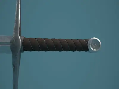 Old Steel Medieval Sword Low-poly 3D model
