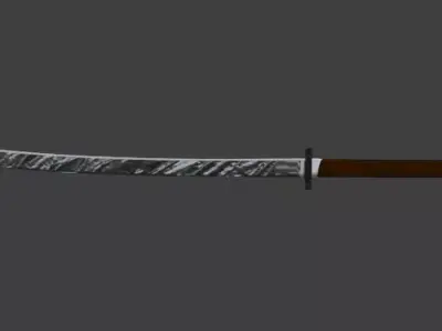 Katana Sword Game-Ready Low Poly 3D Model with PBR Textures Free low-poly 3D model