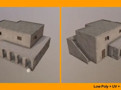 Environment Kitbash Desert Village Low-poly 3D model
