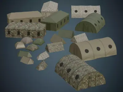 Tent Collection 1A Low-poly 3D model