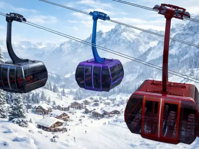 Cableway Finucular System Animated - Rigged 3D model