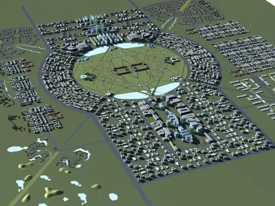 Architecture futuristic city 3D model buy