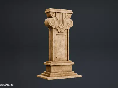 Ancient Stone Pedestal Low-poly 3D model
