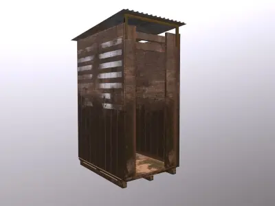 Checkpoint wooden Cabin  Low-poly 3D model