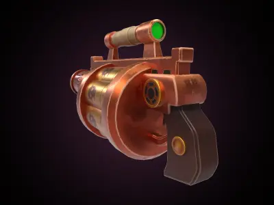 Stylized Fire Revolver 3D model