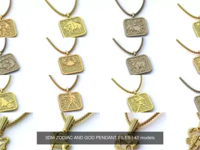 3DM 42 ZODIAC AND GOD PENDANT FILES 3D Model Pack