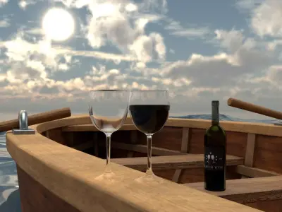 Boat Scene Low-poly 3D model