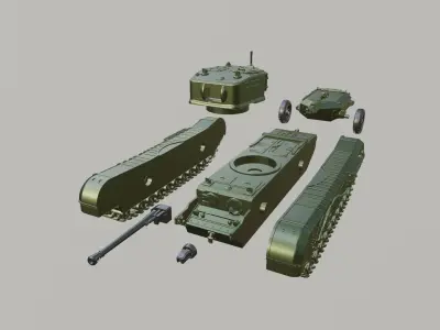Churchill Crocodile with trailer - UK - WW2 and Korean War 3D print model