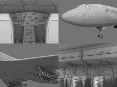 commercial airplane aeroflot tupolev 154 3D model