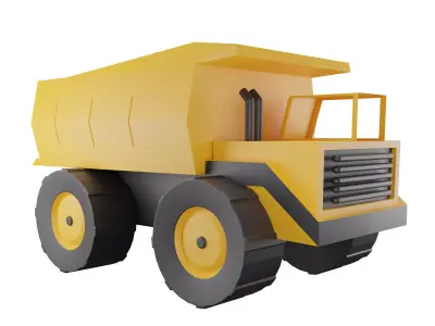 Yellow Truck Low-poly 3D model