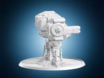 Heavy Combat Mech with Power Fist and Cannon 3D print model