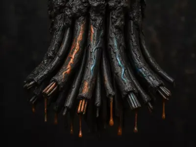 Pipe03 Melted Cables LowPoly LOD Low-poly 3D model