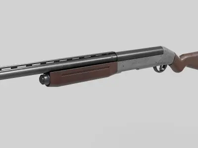 Ornate semi-auto shotgun Low-poly 3D model