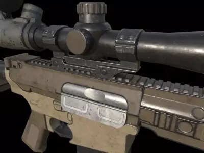 M001K1 Sniper Rifle Low-poly 3D model