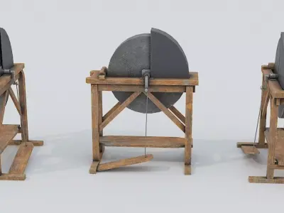 Grindstone PBR stone grinding wheel Low-poly 3D model