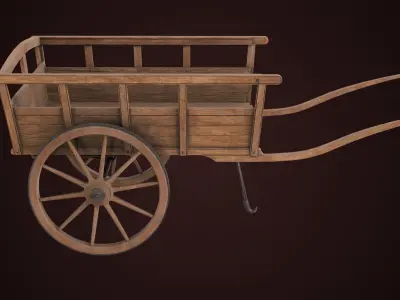  Vintage Wooden Cart11 All PBR Unity UE Textures Included Low-poly 3D model