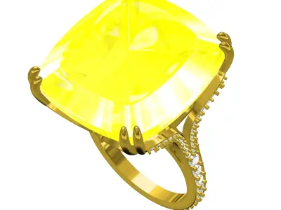 Antique Huge Big Stone Cathedral Ring for Women 3D print model