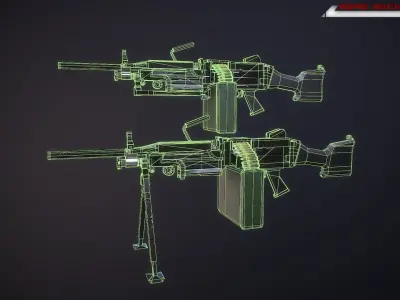 M249 machine gun Lowpoly Free low-poly 3D model