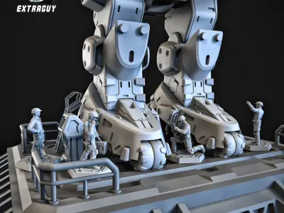 Broken Axe Mech 100mm 3D print model