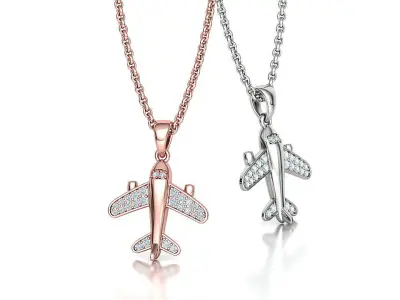 Airplane Diamond Pendant Traveller Own Design 3dprint Wax 3D print model