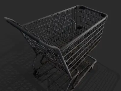 Realistic Pbr rusty shopping cart  Low-poly 3D model