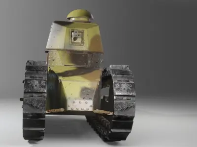 FT-17 Renault light tank low poly game ready 4K PBR textures Low-poly 3D model