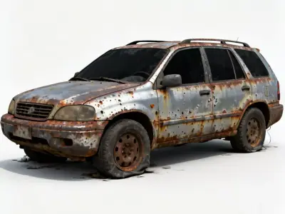 Realistic Abandoned Rusty SUV 3D Model Low-poly 3D model