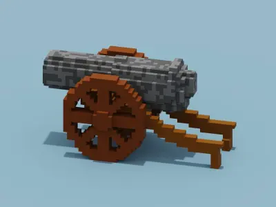 Voxel Cannon Low-poly 3D model