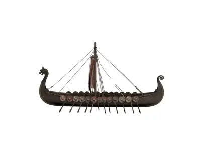 Viking Boat Wooden Longship 3D model