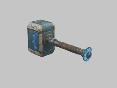  Weapon Futuristic Hammer Low-poly 3D model