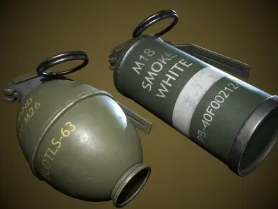 grenade three grenades Low-poly 3D model