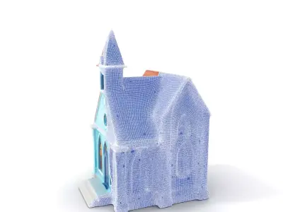 Blue Gothic Chapel model pack Low-poly 3D model
