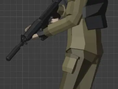 Low Poly Soldier Low-poly 3D model