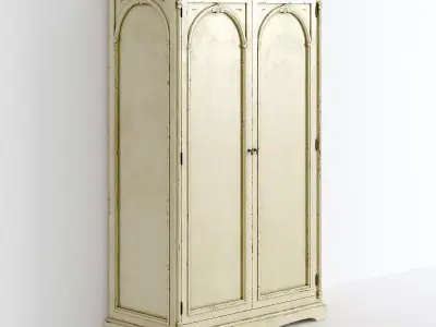 Victorian Wardrobe Old White 3D model